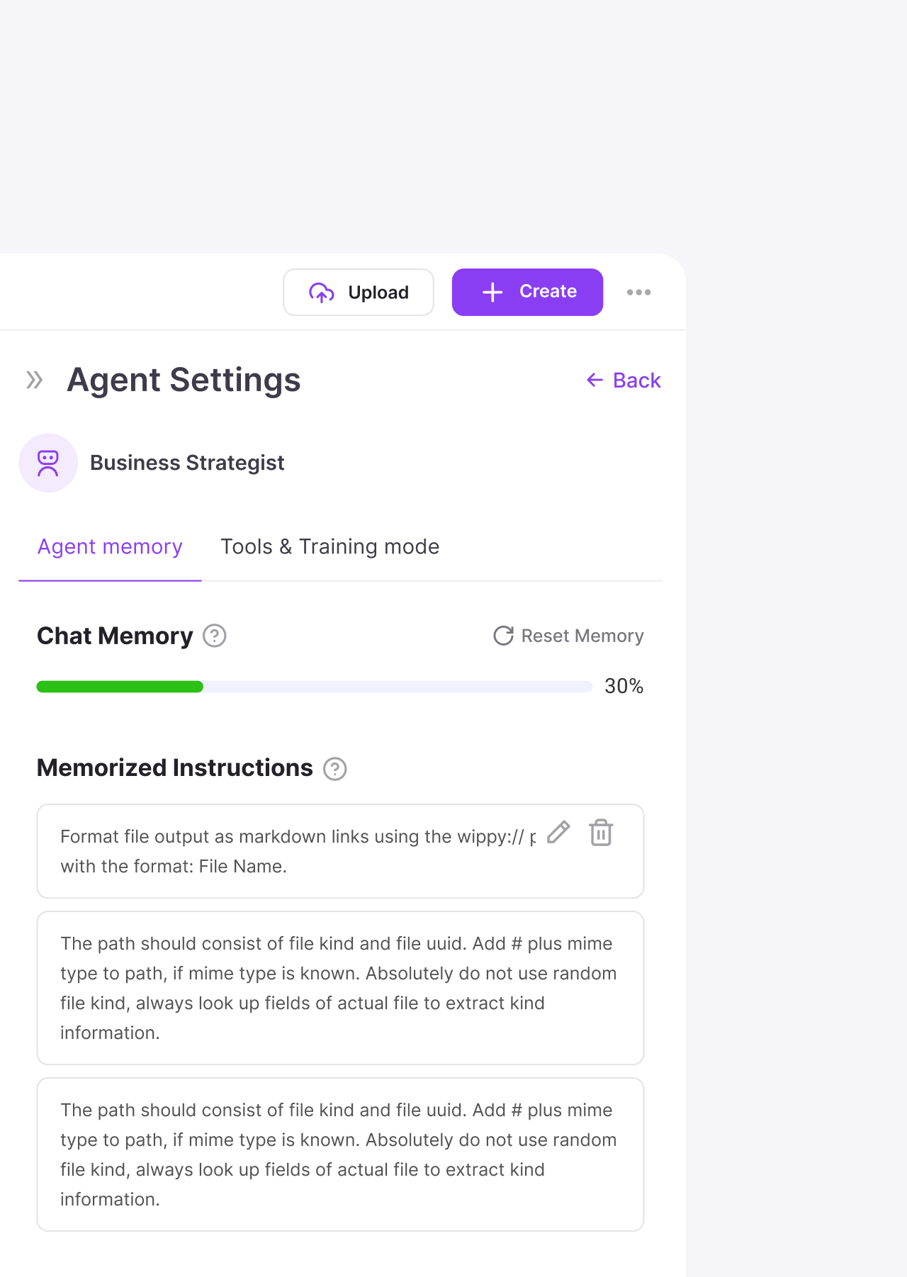 Agent setting screenshot Agent setting screenshot